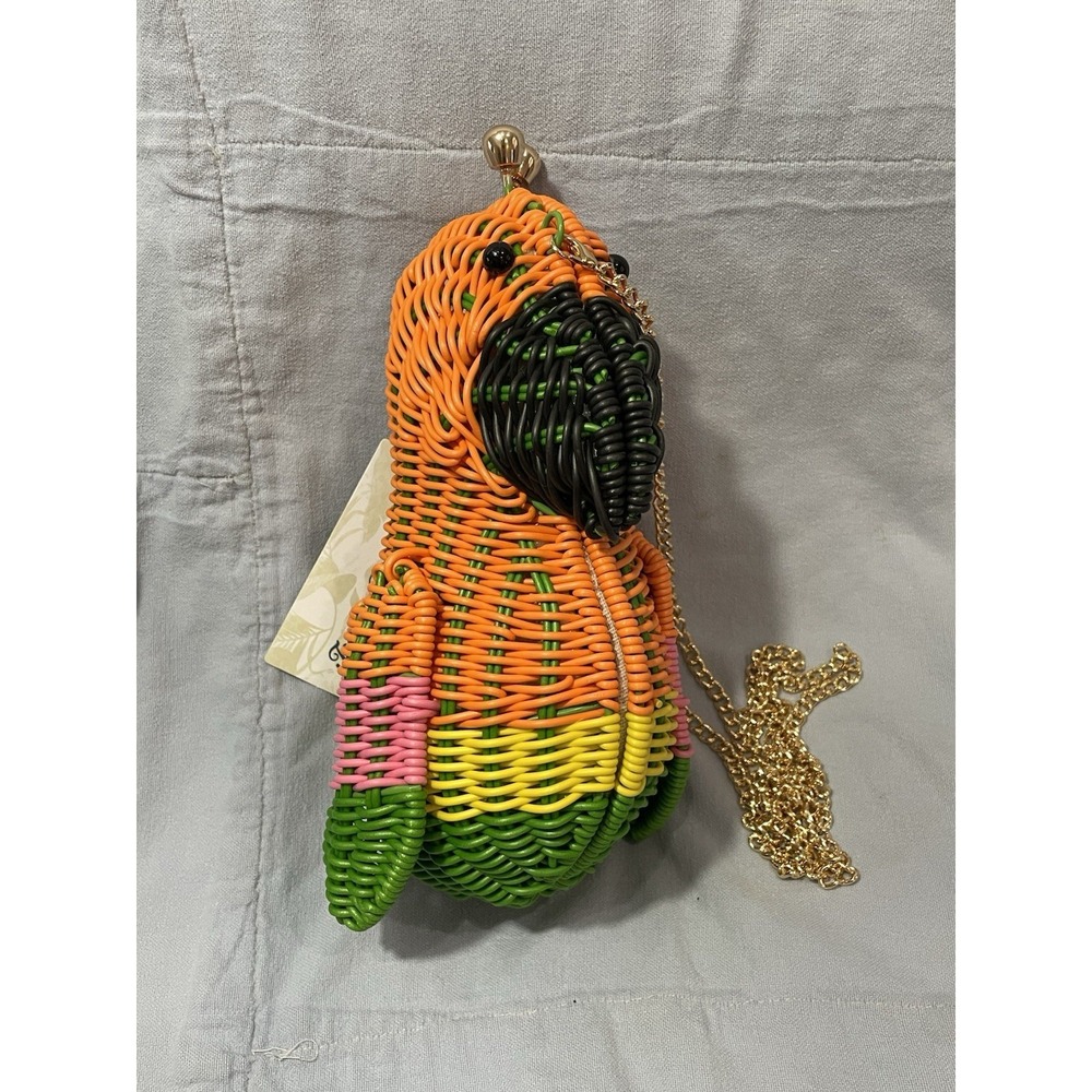 NEW Tommy Bahama Woven Multi Color Wicker Shoulder Bag Purse - Parrot Shape